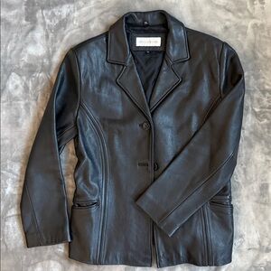 Jones New York Women's Black Leather Jacket